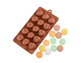 Molde silicona 15 bombones flores surtidas